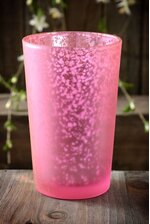 4.25" FROSTED MERCURY GLASS CANDLE HOLDER PINK PKG/6