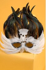 FEATHER MASK WHITE/BROWN