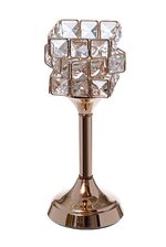 11" CANDLE HOLDER STAND W/CRYSTAL GOLD