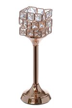 13" CANDLE HOLDER STAND W/CRYSTAL GOLD