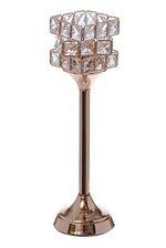 15" CANDLE HOLDER STAND W/CRYSTAL GOLD
