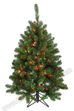 4.5FT DELUXE OREGON FIR TREE W/150 CLEAR LIGHT BULBS GREEN
