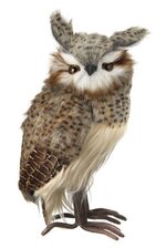 10.5" STANDING SPECKLED HOOT OWL NATURAL