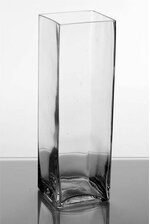 4" X 4" X 14" SQUARED GLASS VASE CLEAR