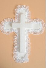 10" X 13" PAPER CROSS WITH LACE & STYROFOAM WHITE