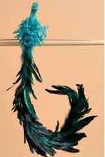 30" FEATHER & GLITTER PEACOCK WITH CLIP TEAL