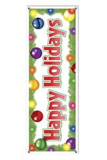 5FT X 21" HAPPY HOLIDAYS PLASTIC BANNER RED/GREEN