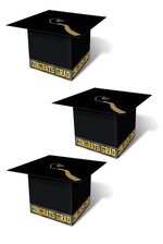 3.25" X 3.25" GRAD CAP FAVOR BOXES BLACK PKG/3