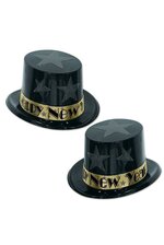 NEW YEAR'S STAR TOPPERS BLACK/GOLD PKG/5
