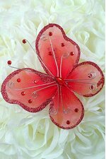 5" WIRED DECORATION BUTTERFLY RED PKG/20
