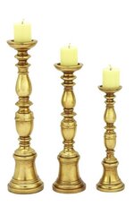 POLYSTONE CANDLE HOLDER GOLD