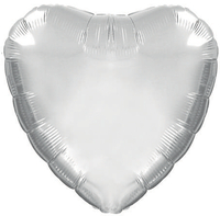 18" HEART FOIL BALLOON PLATINUM SILVER PKG/10