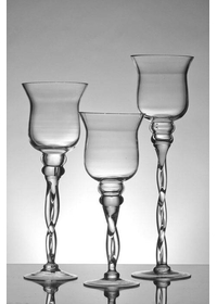 11.75"/13.75"/15.75" GLASS CANDLE HOLDER CLEAR SET/3