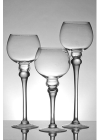 12"/14"/16" GLASS CANDLE HOLDER CLEAR SET/3