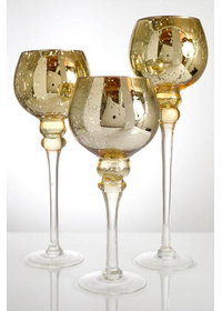 12"/14"/16" MERCURY GLASS CANDLE HOLDER GOLD SET/3
