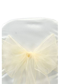 9" X 10FT ORGANZA CHAIR BOW IVORY PKG/6
