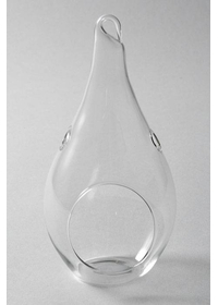 8.25" GLASS TEARDROP TERRARIUM W/HOOK CLEAR