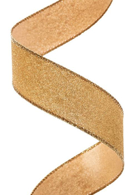 1.5" X 10Y WIRED ALL FLAT GLITTER GOLD
