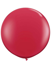 3FT ROUND JEWEL LATEX BALLOON RUBY RED PKG/2