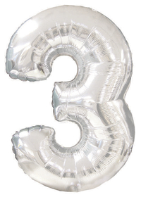 42" NUMBER THREE SHAPE-A-LOON SILVER