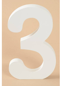 8" WOODEN NUMBER 3 WHITE