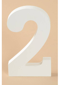 8" WOODEN NUMBER 2 WHITE