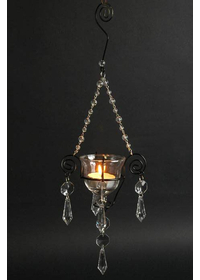 13.5" CANDLE HOLDER W/BEADS CRYSTAL