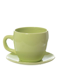 5" X 6.5" CUP/SAUCER CERAMIC POTTERY GREEN