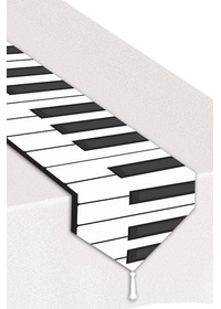 11" PRINTED PIANO KEYBOARD TABLE RUNNER WHITE/BLACK