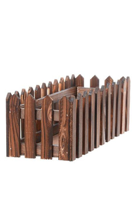 13.5" WOOD PICKET FENCE PLANTER BROWN