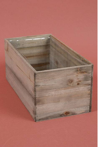 13.5" X 7" RECTANGULAR WOODLAND PLANTER BROWN