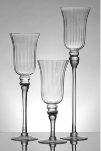 11.75"/16"/19.5" GLASS CANDLE HOLDER CLEAR SET/3