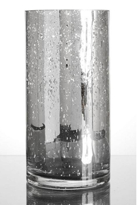 5" X 10" MERCURY GLASS CYLINDER VASE SILVER