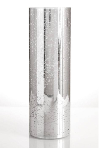 4" X 12" MERCURY GLASS CYLINDER VASE SILVER