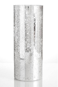 4" X 10" MERCURY GLASS CYLINDER VASE SILVER