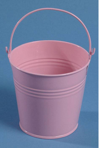 4" X 4.25" METAL BUCKET W/ HANDLE PINK