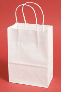 6" X 8.25" X 3" KRAFT SHOPPING BAG WHITE PKG/12