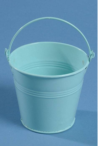 3.5" X 3.75" METAL BUCKET W/HANDLE BLUE