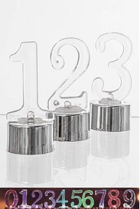 3" PLASTIC NUMBER W/LED BX10 SILVER/CLEAR