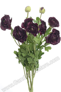 19" SILK RANUNCULUS BUSH EGGPLANT