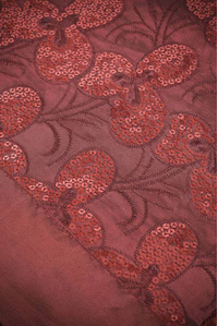 56" X 114" SEQUIN EMBROIDERED TABLE COVER BURGUNDY