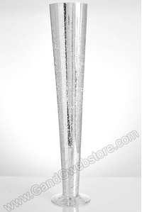 4.5" X 24" TRUMPET MERCURY GLASS VASE SILVER