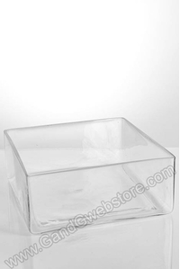 10" X 10" X 4" SQUARE GLASS VASE CLEAR