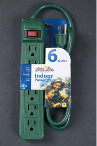 6 OUTLET POWER STRIP GREEN
