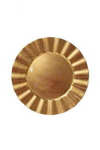 13" ROUND PLASTIC FAN EDGE CHARGER PLATE GOLD