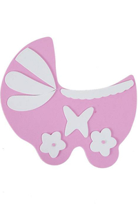 9" X 9.5" FOAM BABY SHOWER CARRIAGE PINK PKG/3