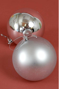 100MM SHINY/MATT PLASTIC BALL SILVER PKG/6