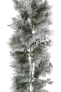 9FT SNOW GARLAND W/PINE CONES WHITE