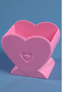 5" X 3.5" X 5" PLASTIC HEART POT PINK