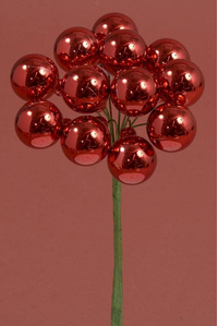 25MM SHINY BALL W/WIRE RED PKG/12